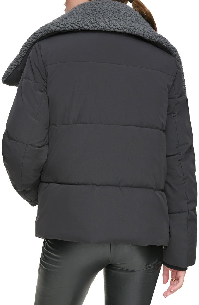 Andrew Marc Valencia Water Resistant Faux Shearling Lined Puffer Jacket, Alternate, color, Black
