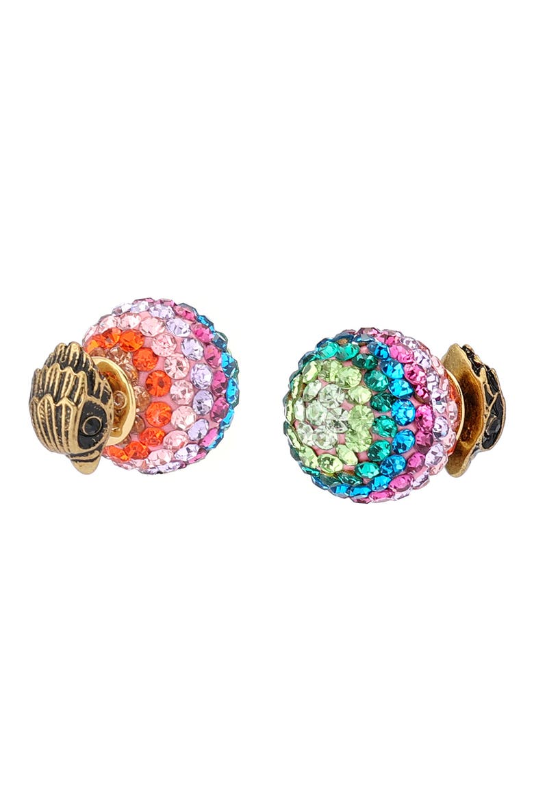 Pavé Crystal & Eagle's Head Front/Back Stud Earrings, Main, color, RAINBOW MULTI