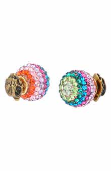 Pavé Crystal & Eagle's Head Front/Back Stud Earrings