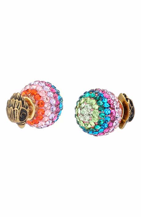 Kurt Geiger London Pavé Crystal & Eagle's Head Front/Back Stud Earrings