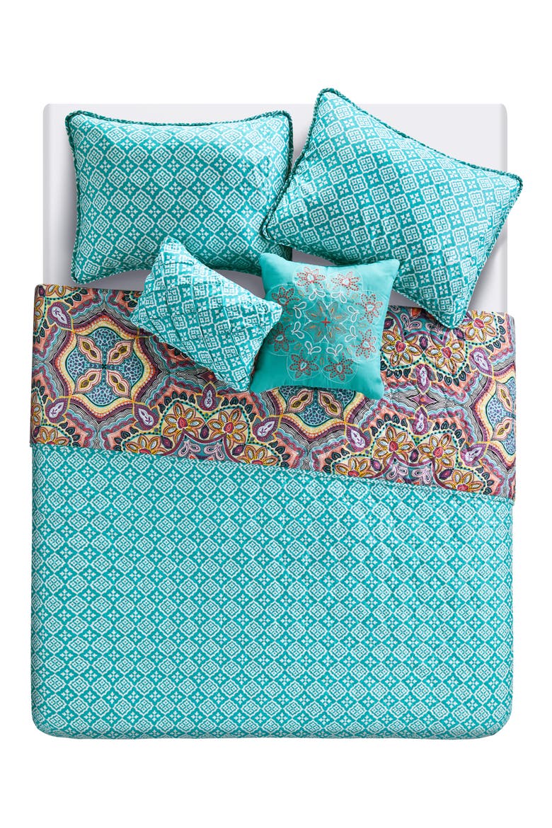 Yara Reversible Medallion Quilt Set, Alternate, color, AQUA