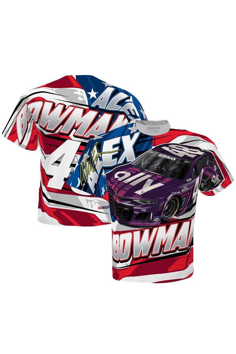 Men's Hendrick Motorsports Team Collection White Alex Bowman Ally Patriotic Tonal T-Shirt, Main, color, White