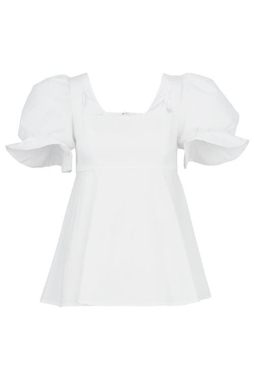 De Loreta Rosario Puff Sleeve Cotton Blouse In White