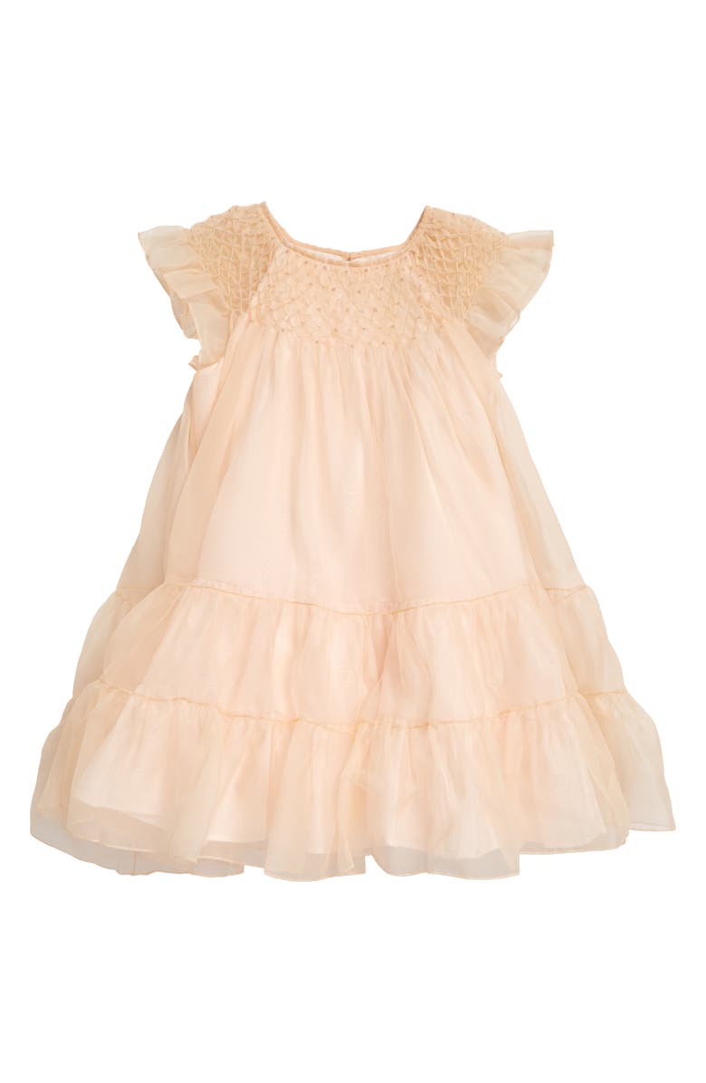 Bonpoint Kids' Theodora Smocked Silk Organza Dress, Main, color, 