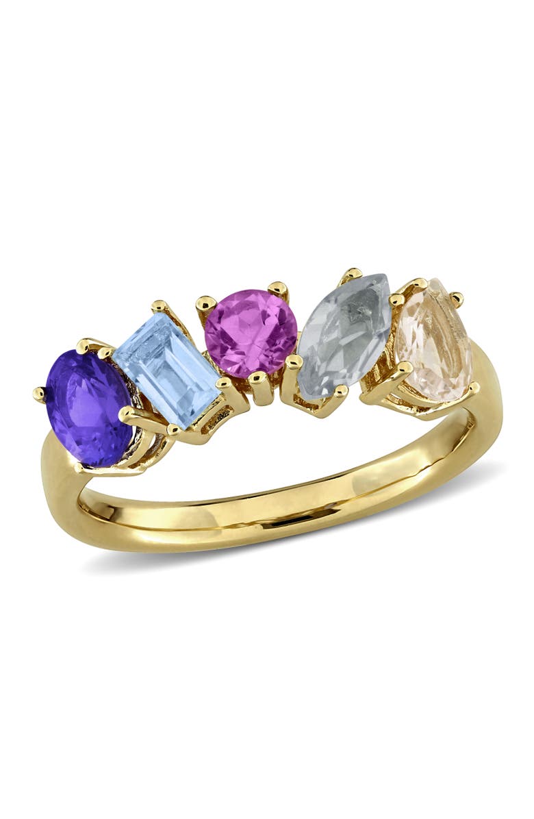Julianna B. Gemstone 5-Stone Ring Sterling Silver, Main, color, Multi-Stone/Yellow-Plated