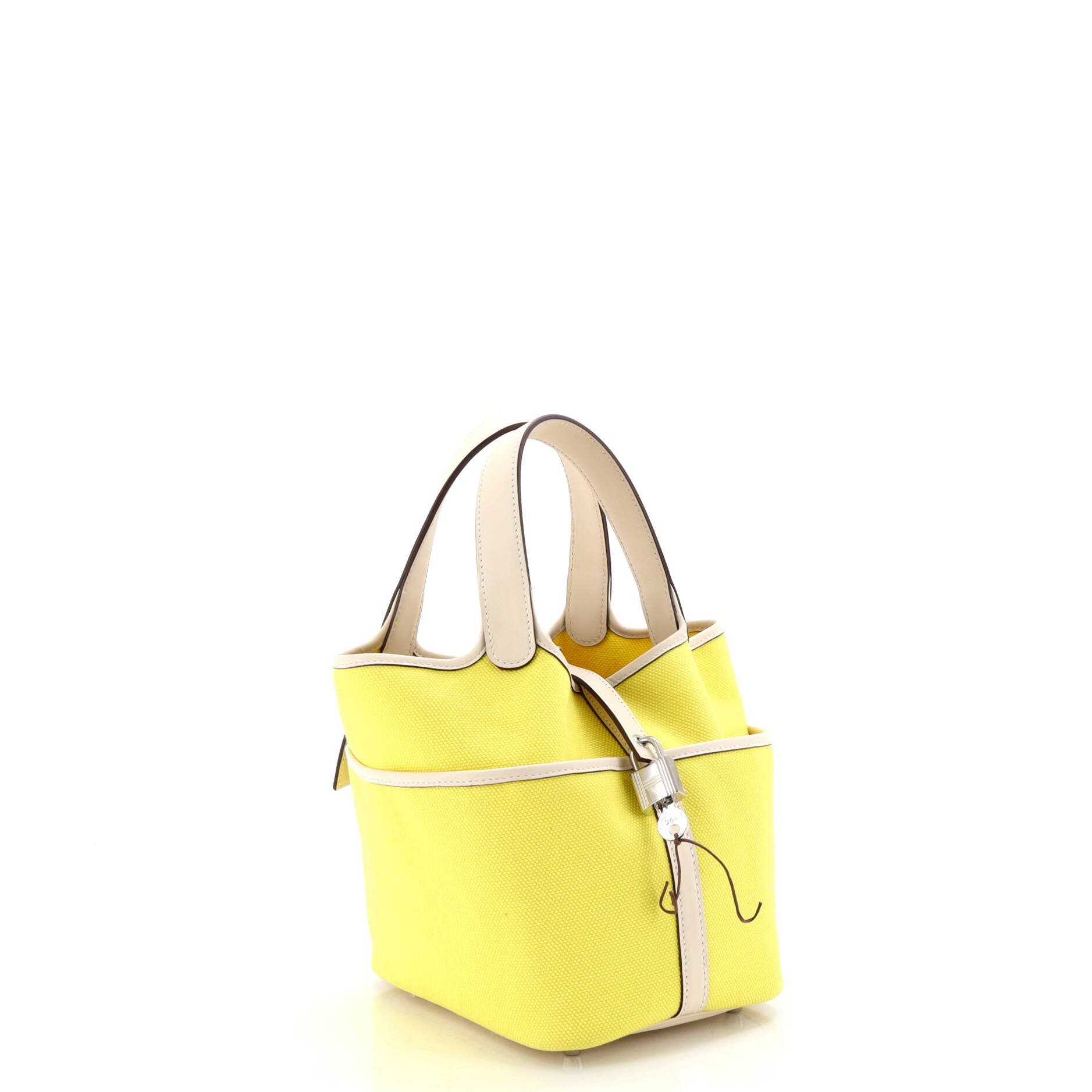 Pre-Owned Hermes Cargo Picotin Lock Bag Canvas and Swift PM, Alternate, color, Lime/Nata