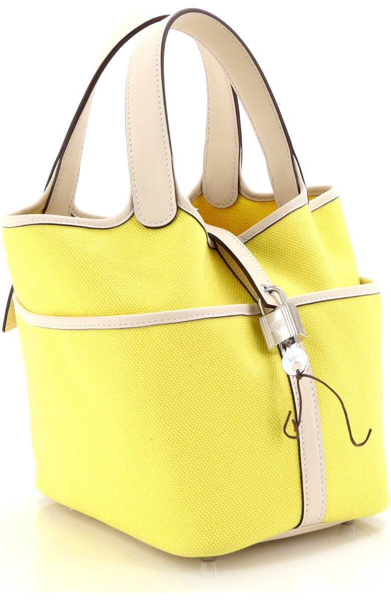 Pre-Owned Hermes Cargo Picotin Lock Bag Canvas and Swift PM, Alternate, color, Lime/Nata