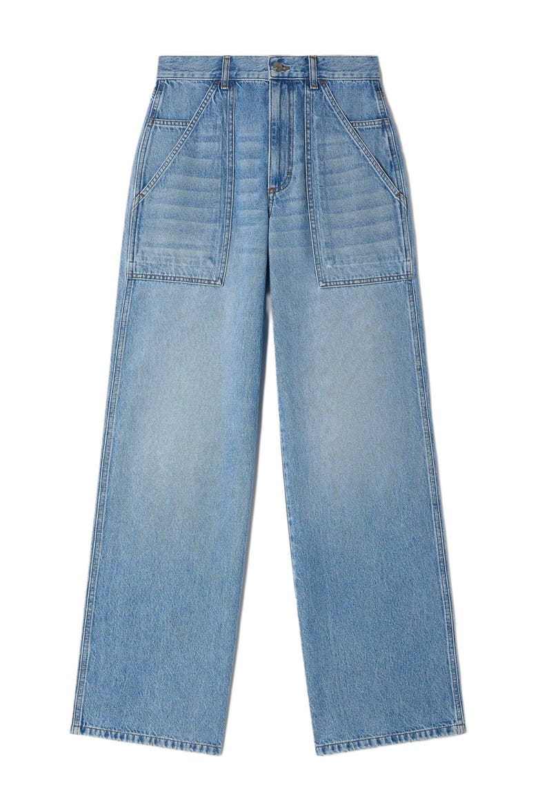 Faded wide straight-leg jeans, Alternate, color, Blue jean
