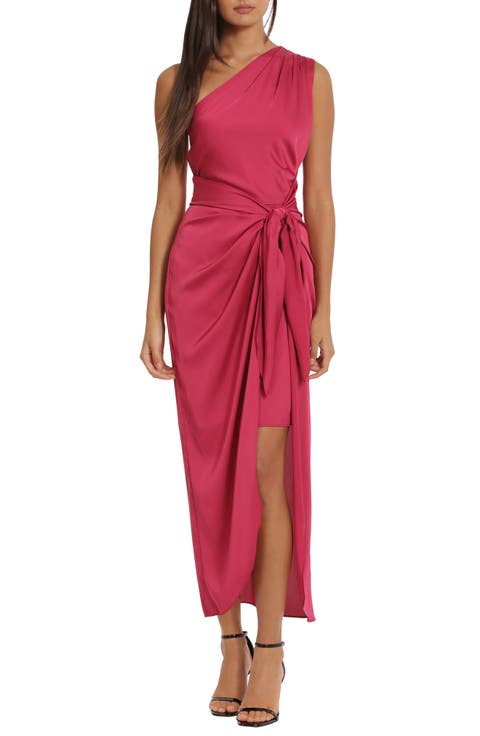 Draped Skirt One-Shoulder Dress