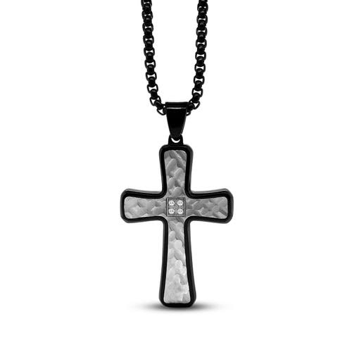 Anna Zuckerman Argyle Cross Necklace In Black