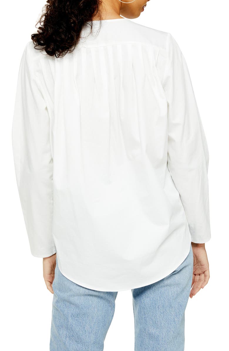 Topshop Mix Pleat Button Top, Alternate, color, Ivory
