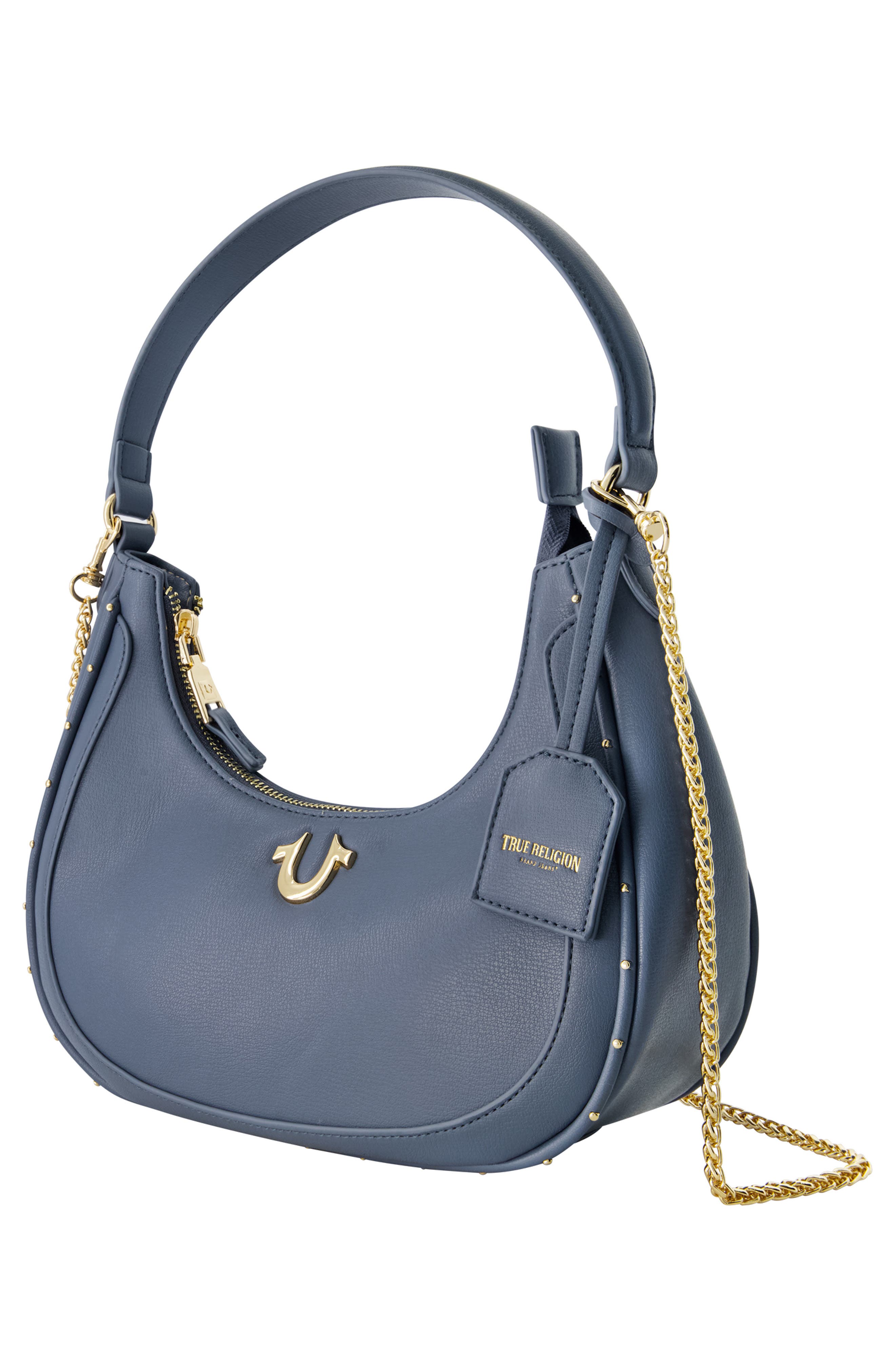 Zip Top Crescent Hobo Bag, Alternate, color, BLUE