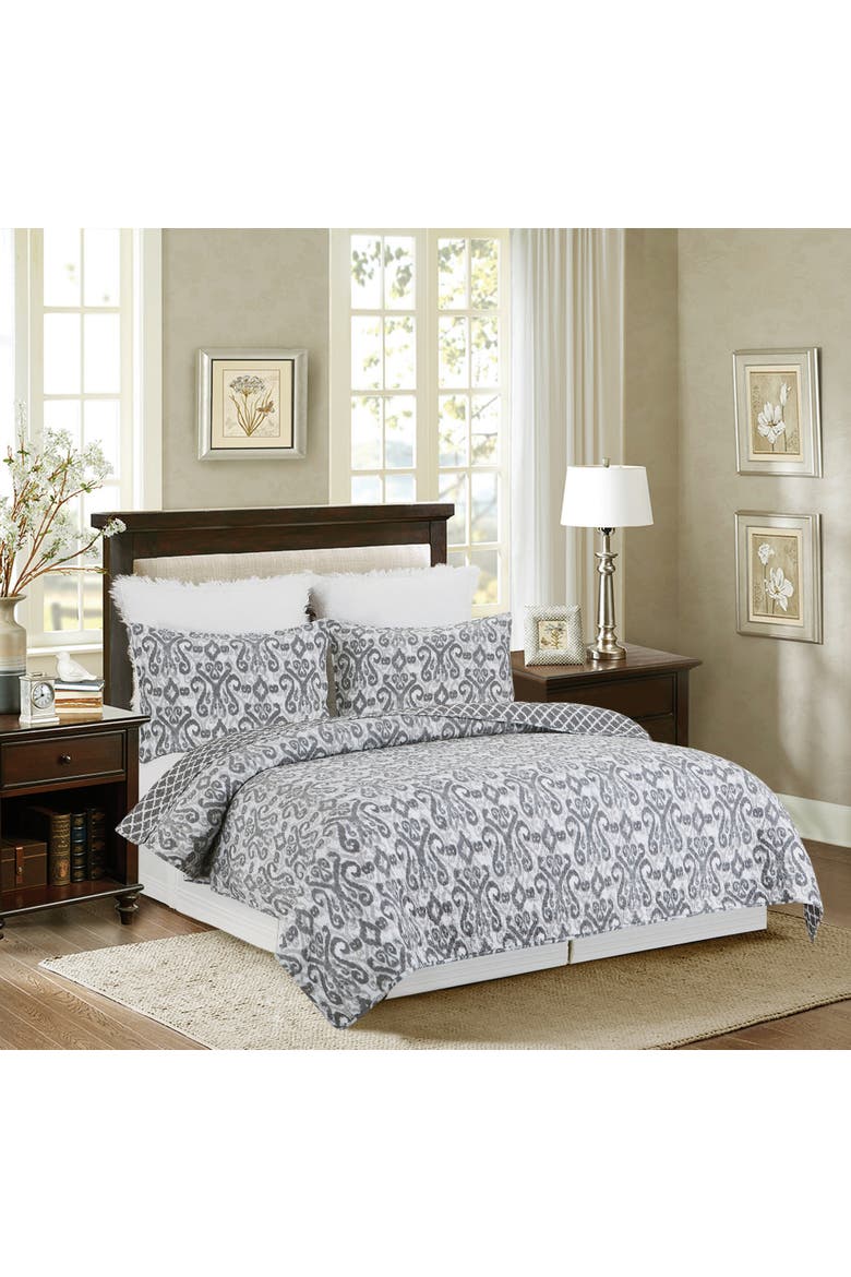 Heather Cotton Quilt Set - Reversible and Machine Washable, Alternate, color, Gray