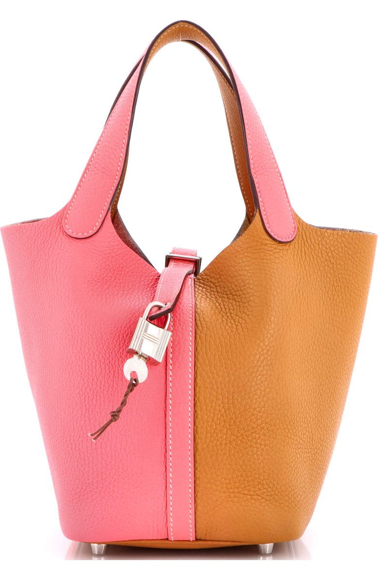 Pre-Owned Hermes Picotin Lock Bag Bicolor Clemence PM, Main, color, Bicolor - Rose Azalee/Sesame