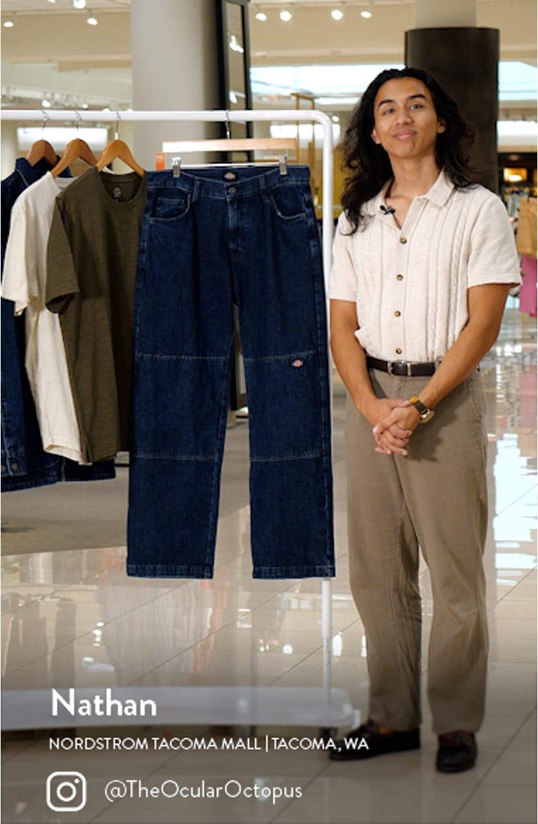 Loose Fit Double Layer Knee Straight Leg Jeans, sales video thumbnail