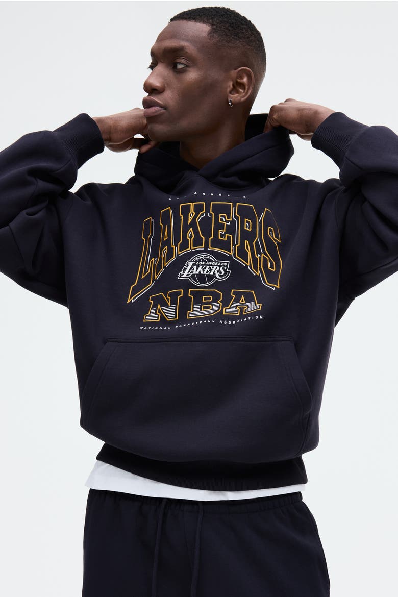 Oversized Fit Printed Hoodie, Main, color, Dark blue/NBA