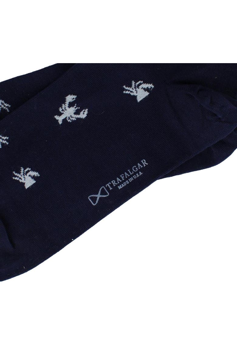 Trafalgar Day At The Beach Mid-Calf Crab & Lobster Dress Novelty Sock, Alternate, color, Navy Blue