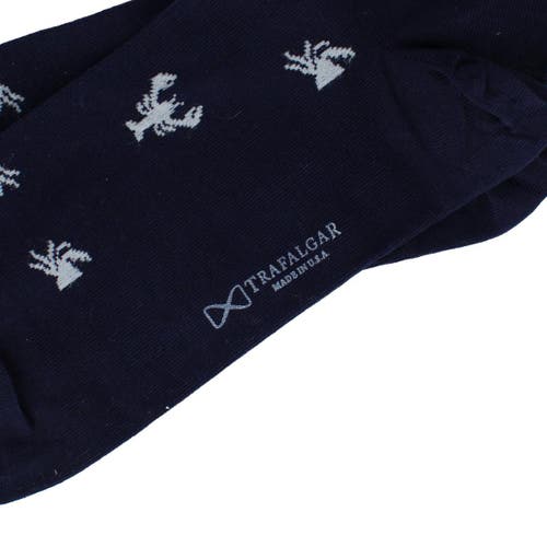 Trafalgar Day At The Beach Mid-calf Crab & Lobster Dress Novelty Sock In Blue