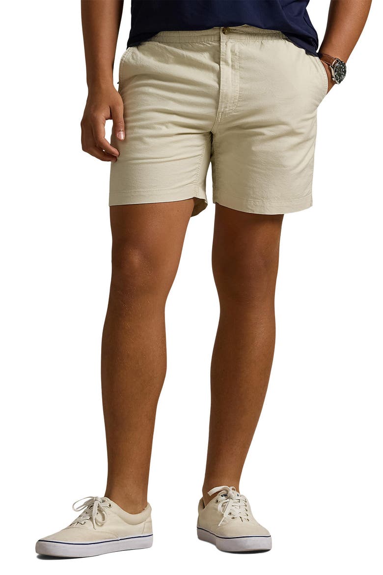 Classic Fit Flat Front Elastic Waist Chino Shorts, Main, color, BASIC SAND