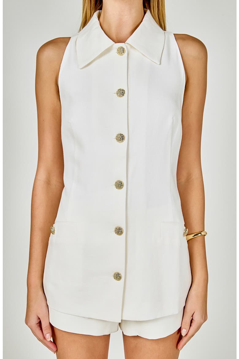 Sleeveless Linen Blend Shirt, Alternate, color, WHITE