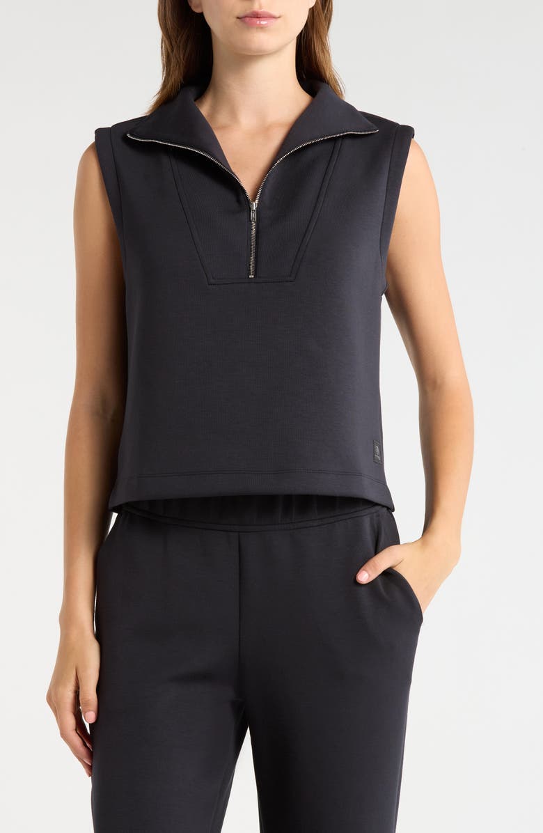 MPG Dreamweave<sup>™</sup> Sleeveless Half Zip Mock Neck Top, Main, color, Black