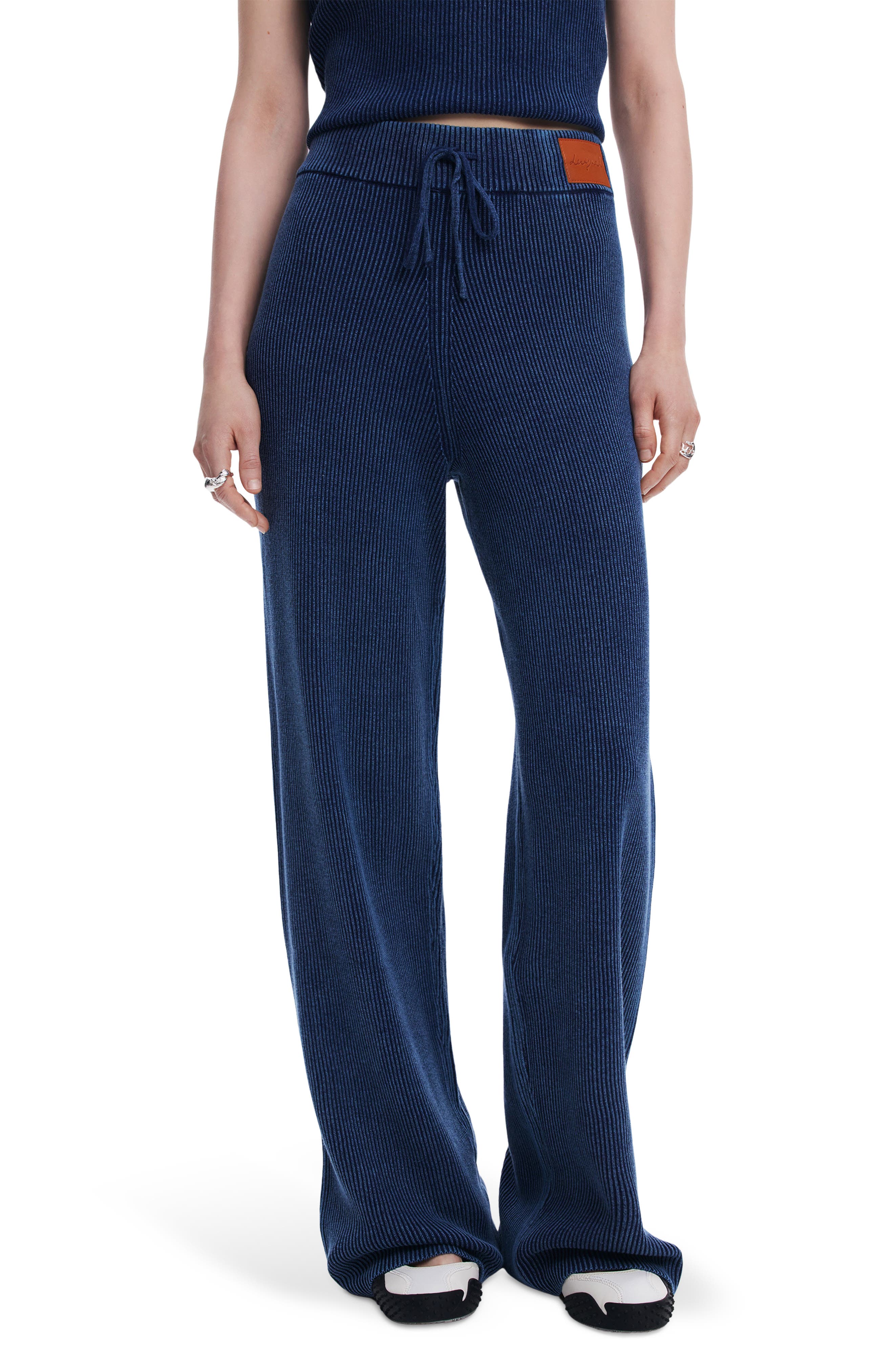 Rib Cotton Drawstring Pants