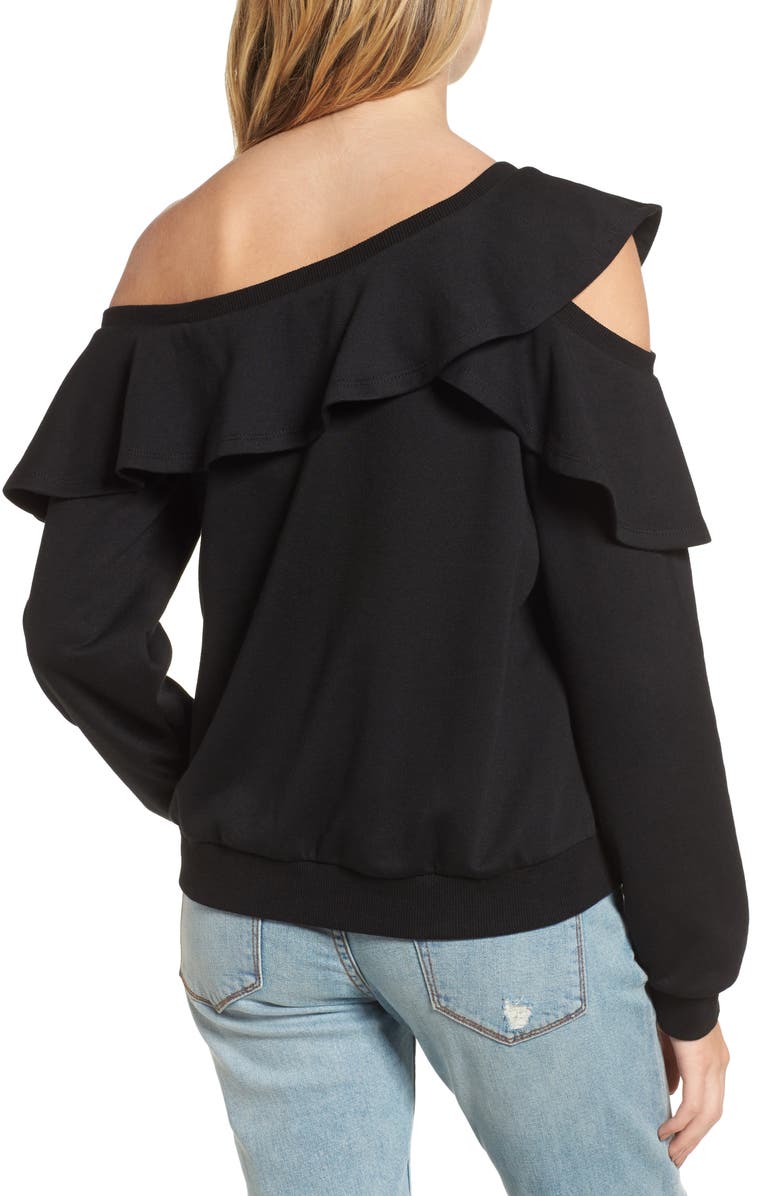 All in Favor One-Shoulder Ruffle Sweatshirt, Alternate, color, 
