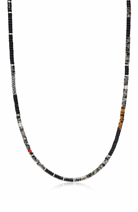 Black Onyx and Labradorite Heishi Necklace