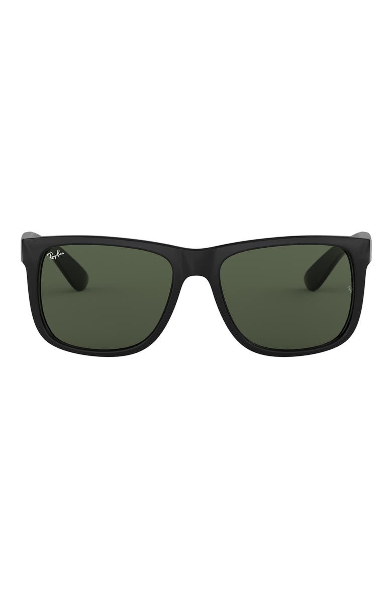 55mm Rectangular Sunglasses, Main, color, BLACK