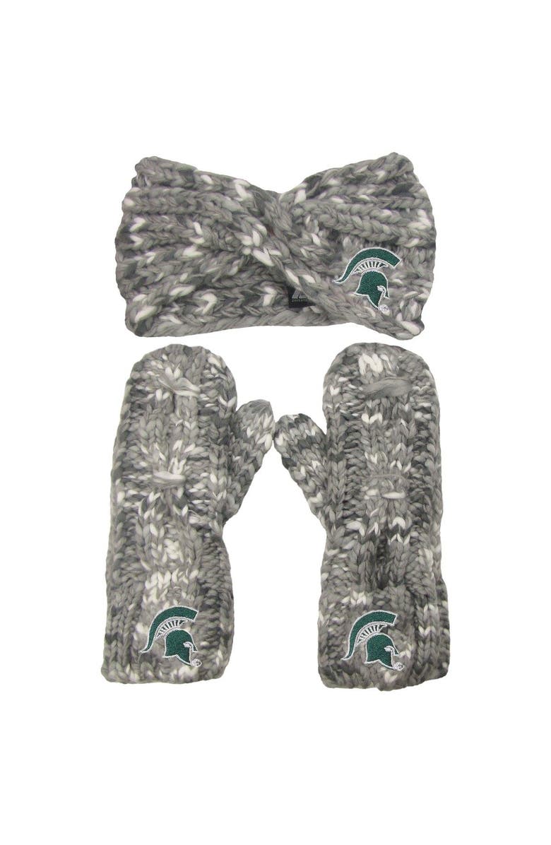 ZOOZATZ Women's ZooZatz Michigan State Spartans Logo Marled Headband and Mitten Set, Main, color, 