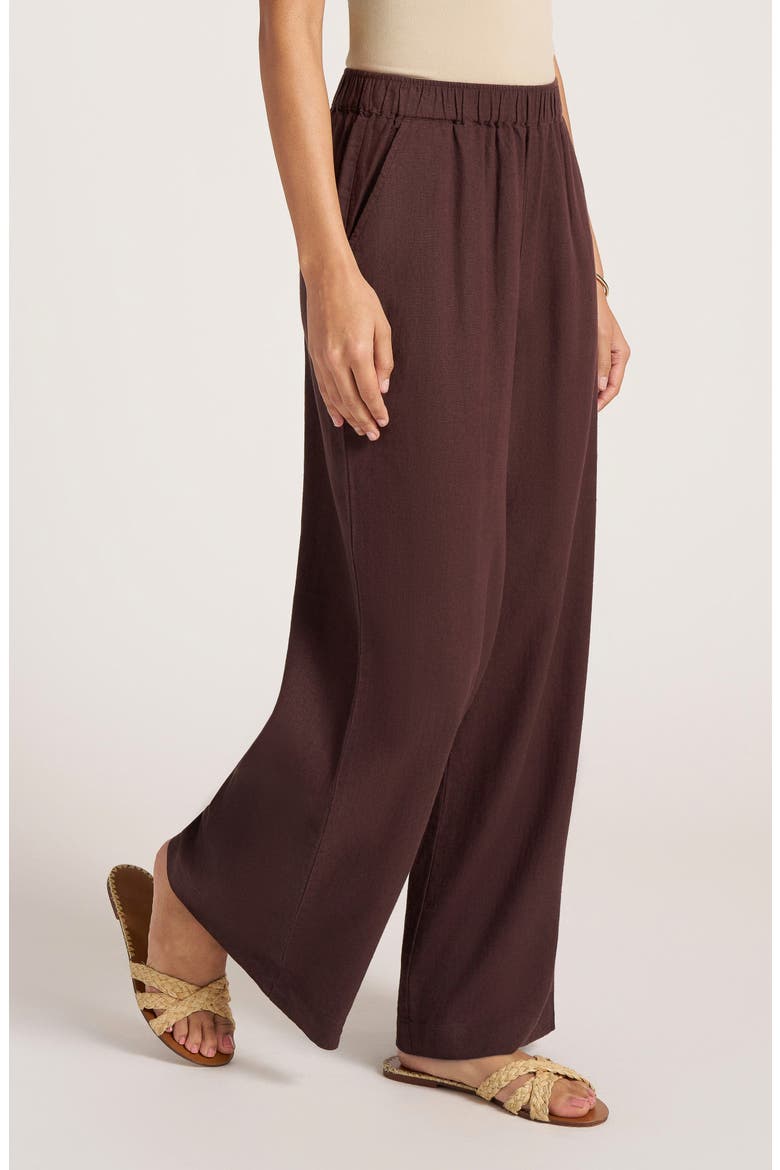 Seraphine Wide Leg Linen Blend Pants, Alternate, color, CHOCOLATE