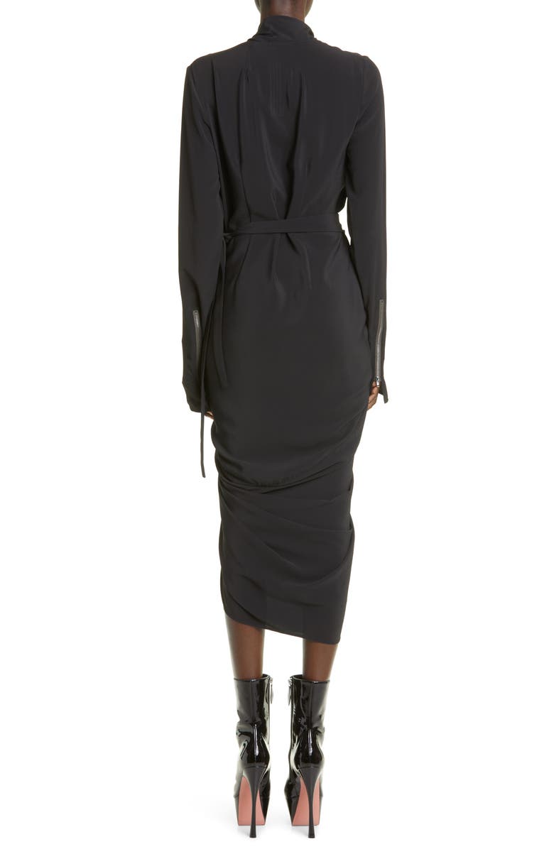 Rick Owens Drape Long Sleeve Wrap Dress, Alternate, color, 