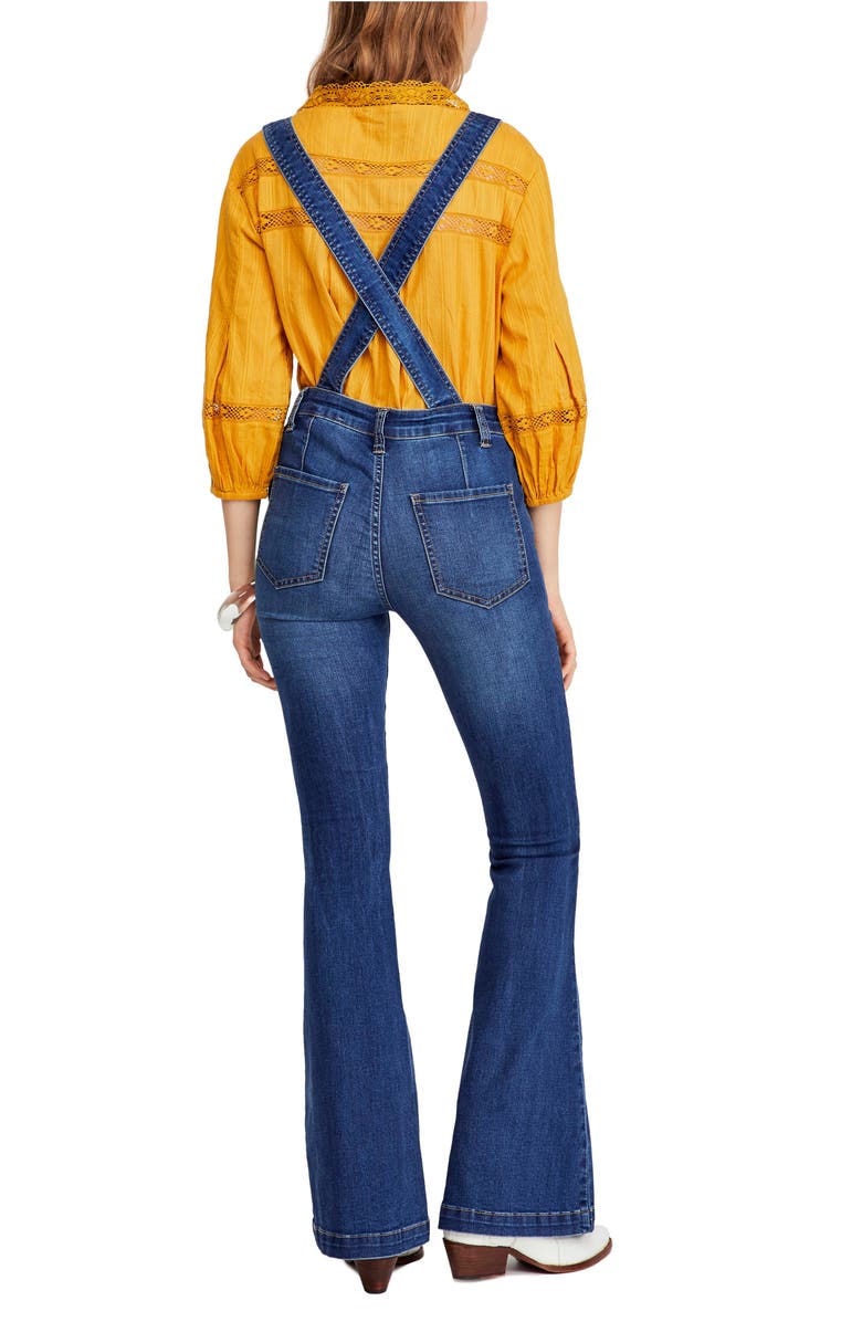 Free People Carly Flare Overalls, Alternate, color, 