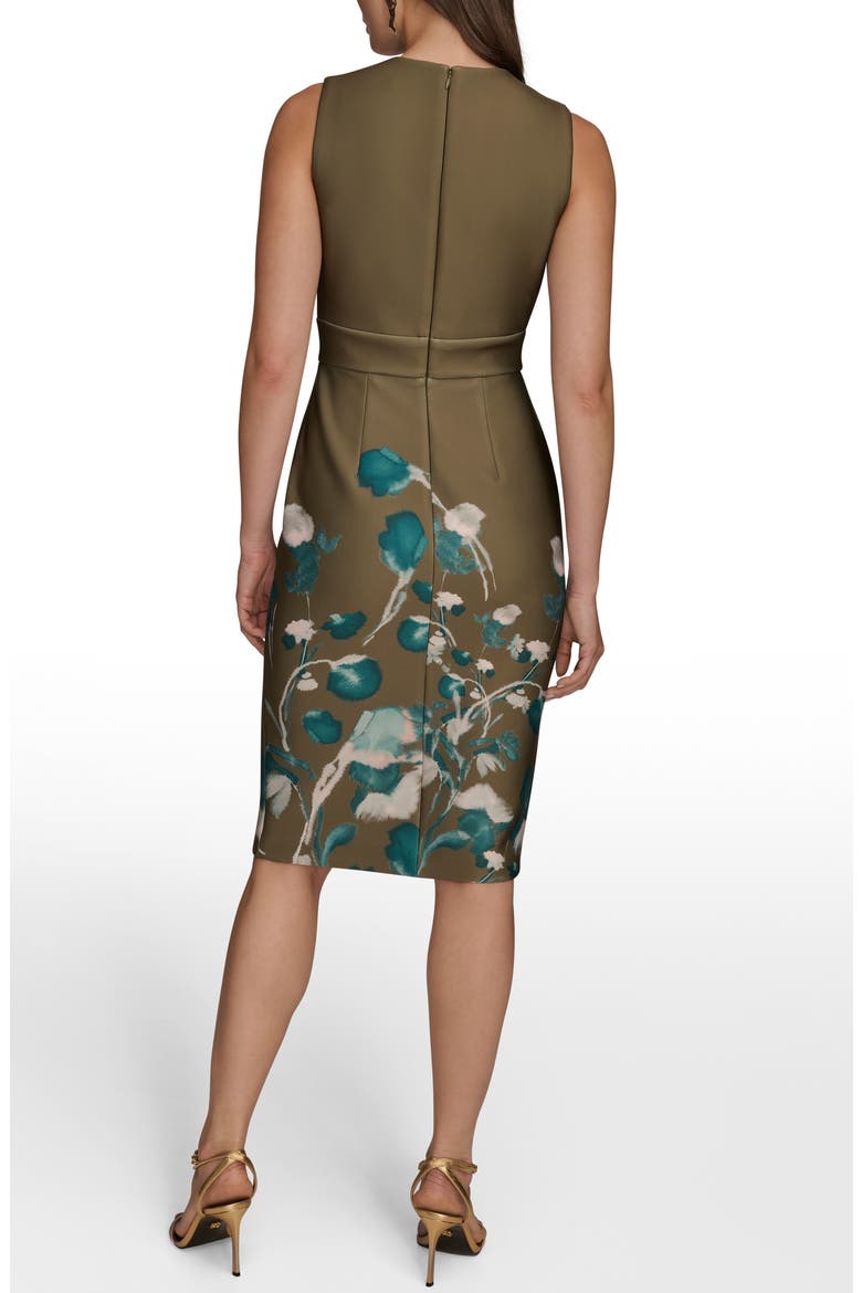 Floral Print Sleeveless Sheath Dress, Alternate, color, ANTIQUE GREEN