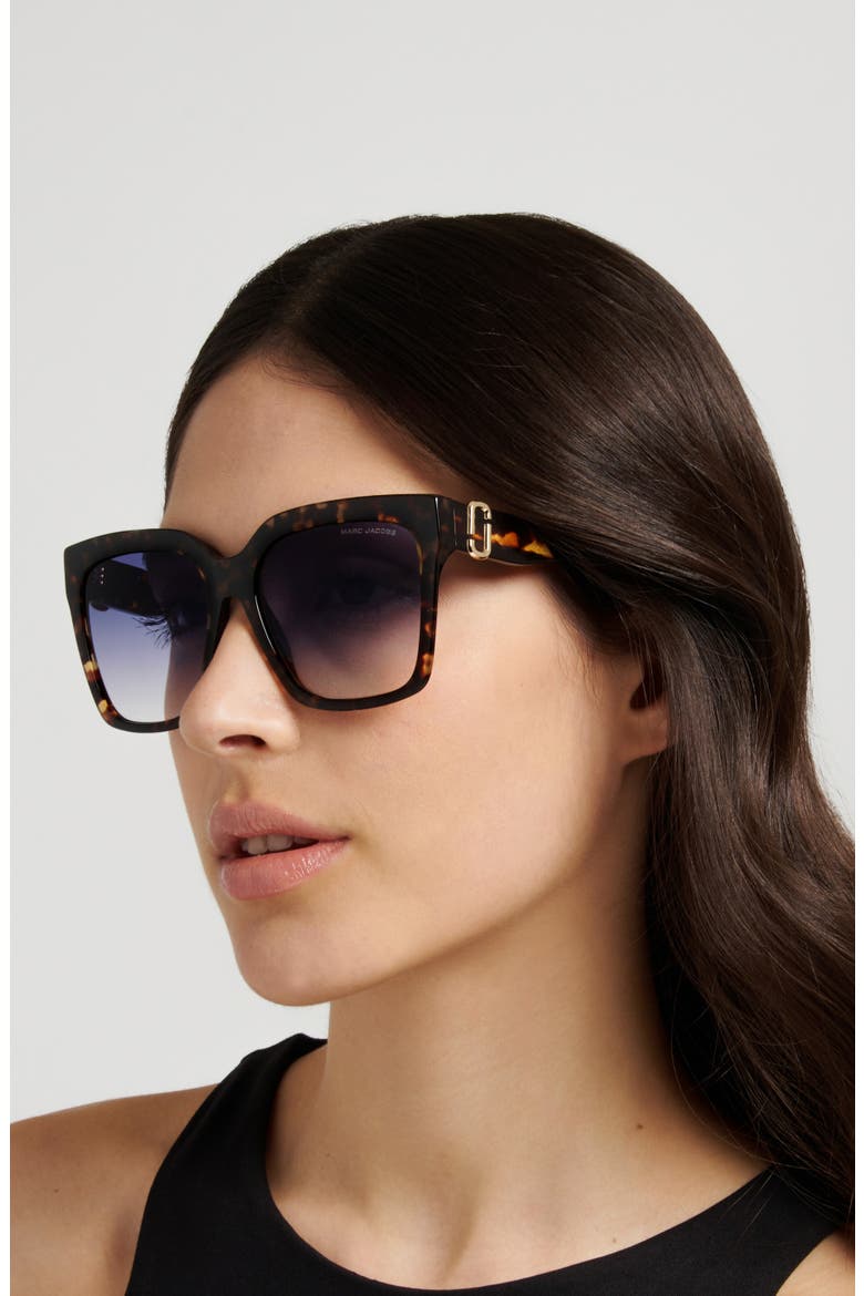 57mm Gradient Square Sunglasses, Alternate, color, HAVANA/ DARK BLUE