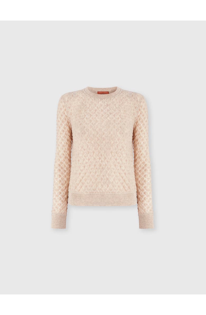 Missoni Cashmere Crewneck Sweater With Lace Pattern, Main, color, Beige