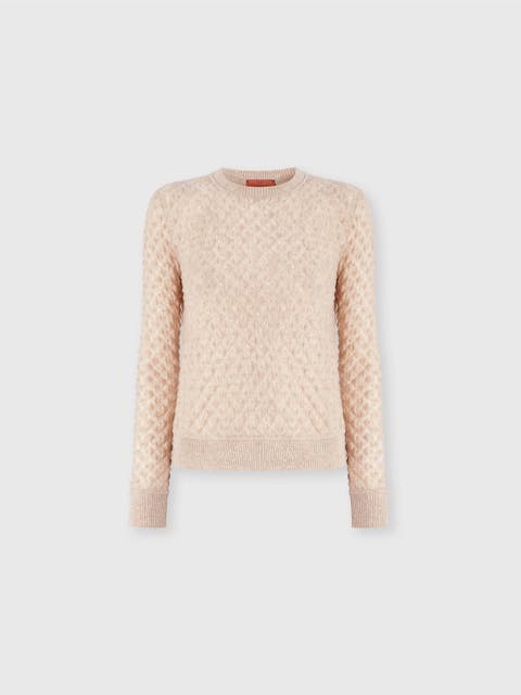 Cashmere Crewneck Sweater With Lace Pattern