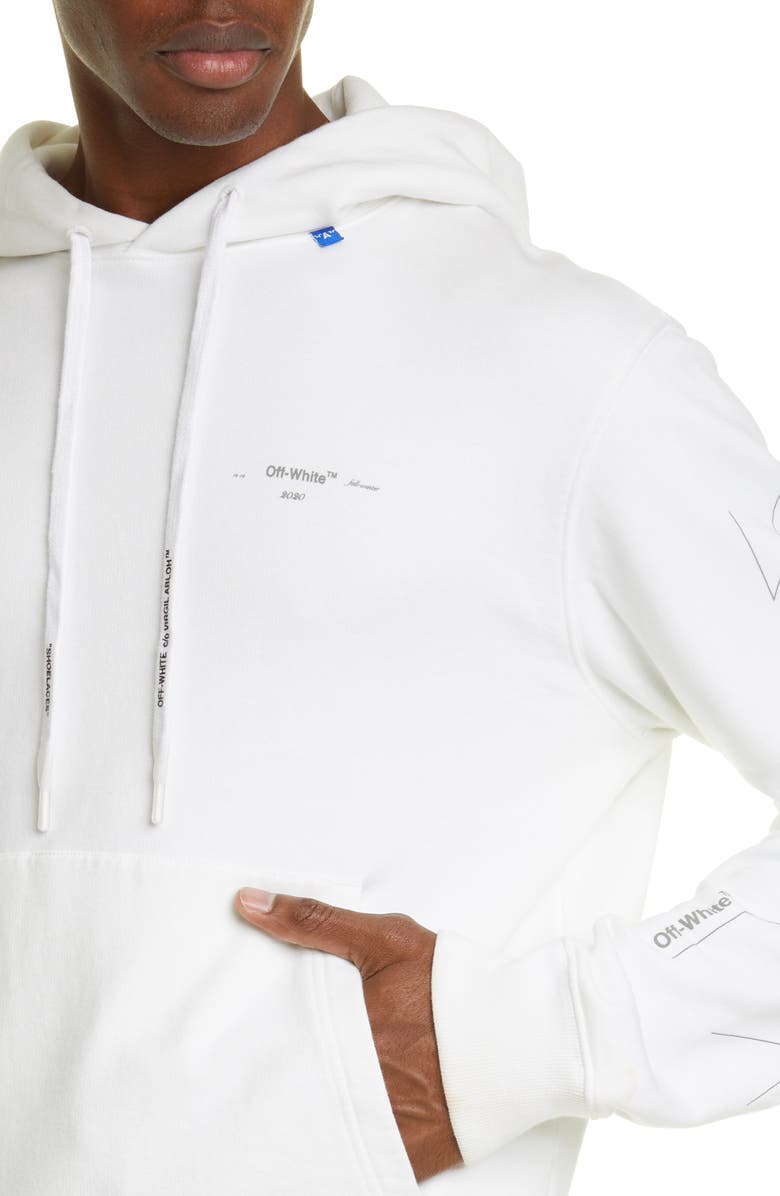 Off-White Diagonal Unfinished Slim Fit Hoodie, Alternate, color, 