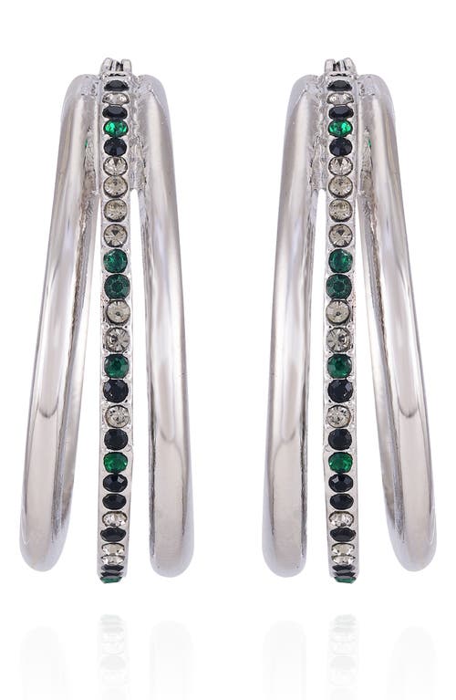 Vince Camuto Crystal Triple Row Hoop Earrings In Silver Tone