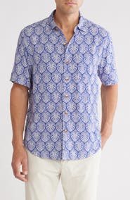 Tommy Bahama Veracruz Cay Palm Frond Print Short Sleeve Button-Up Shirt