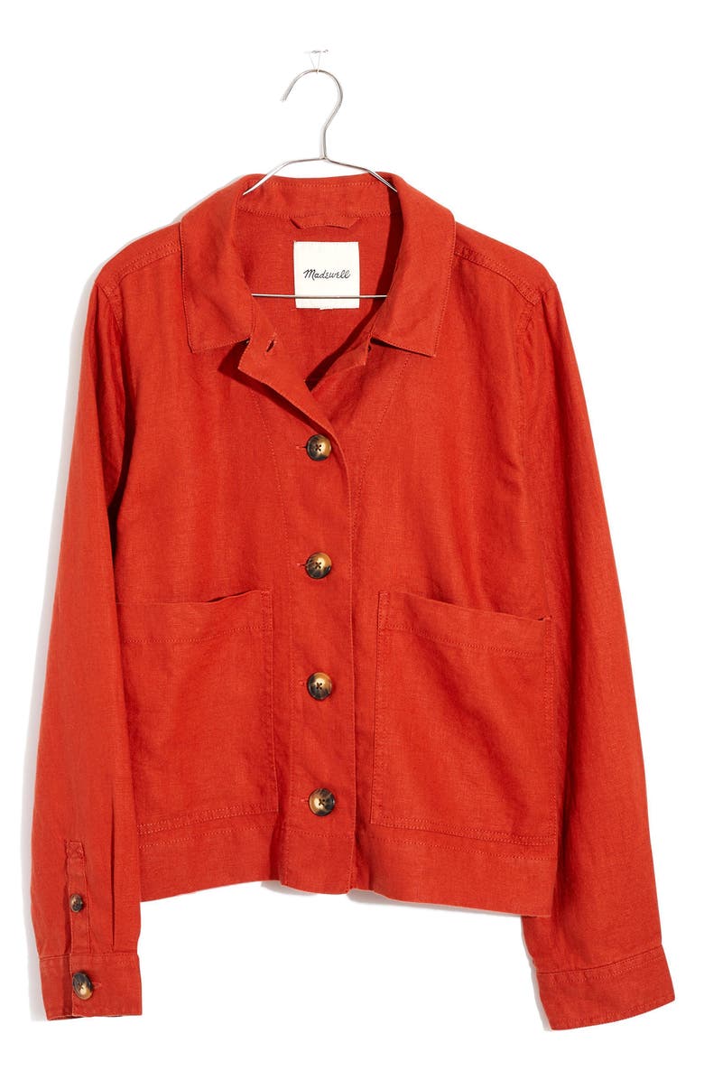 Madewell Connor Crop Linen Chore Jacket, Alternate, color, 