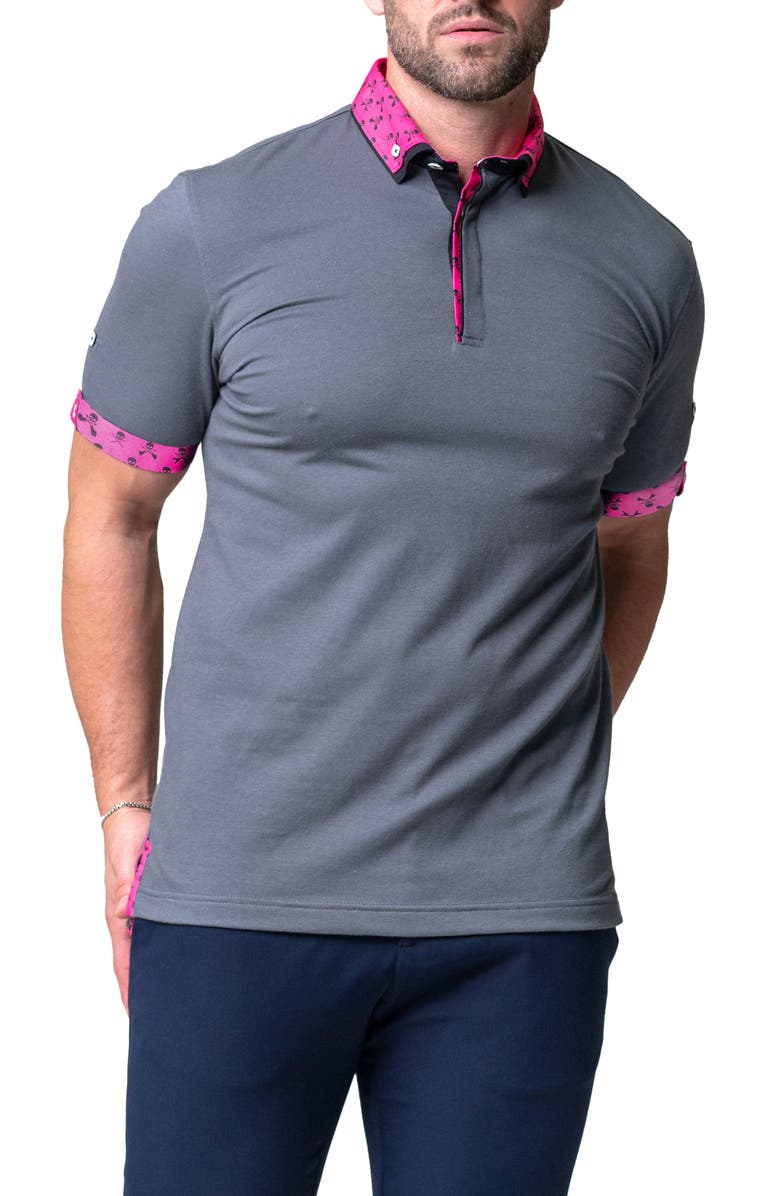 Maceoo Mozartsolid Crossbone Grey Jersey Polo, Alternate, color, Grey