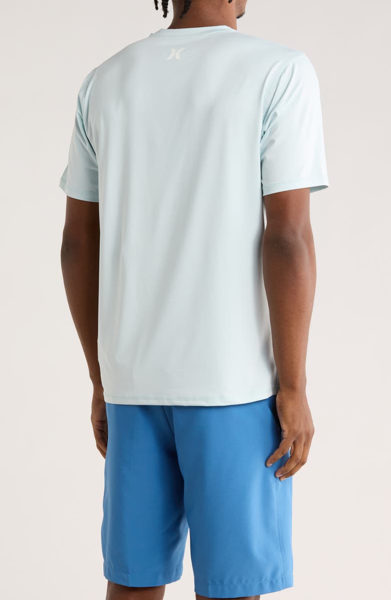 Hurley Icon Hybrid UPF Short Sleeve Rashguard, Alternate, color, Topaz Mist