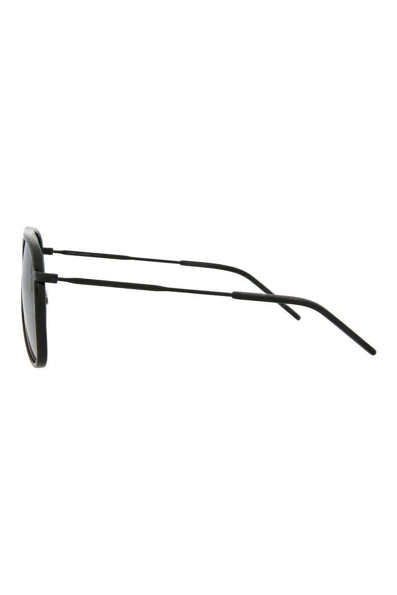 56mm Pilot Sunglasses, Alternate, color, BLACK SILVER