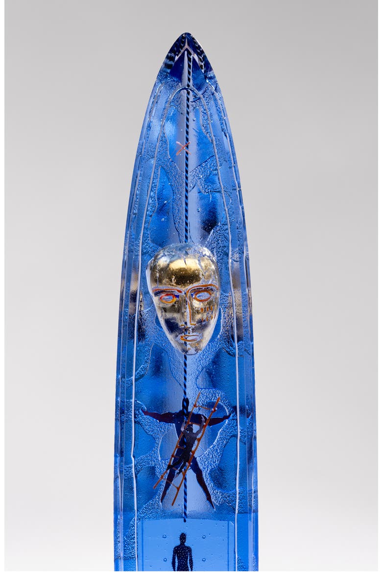 First Step Glass Sculpture, Alternate, color, BLUE