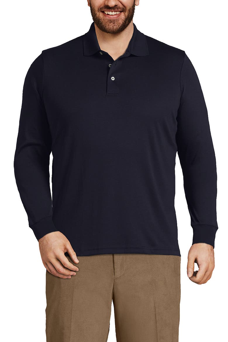 Long Sleeve Cotton Supima Polo Shirt, Alternate, color, Radiant Navy