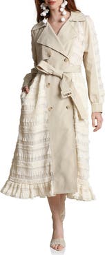 Avec Les Filles Mixed Media Trench Coat