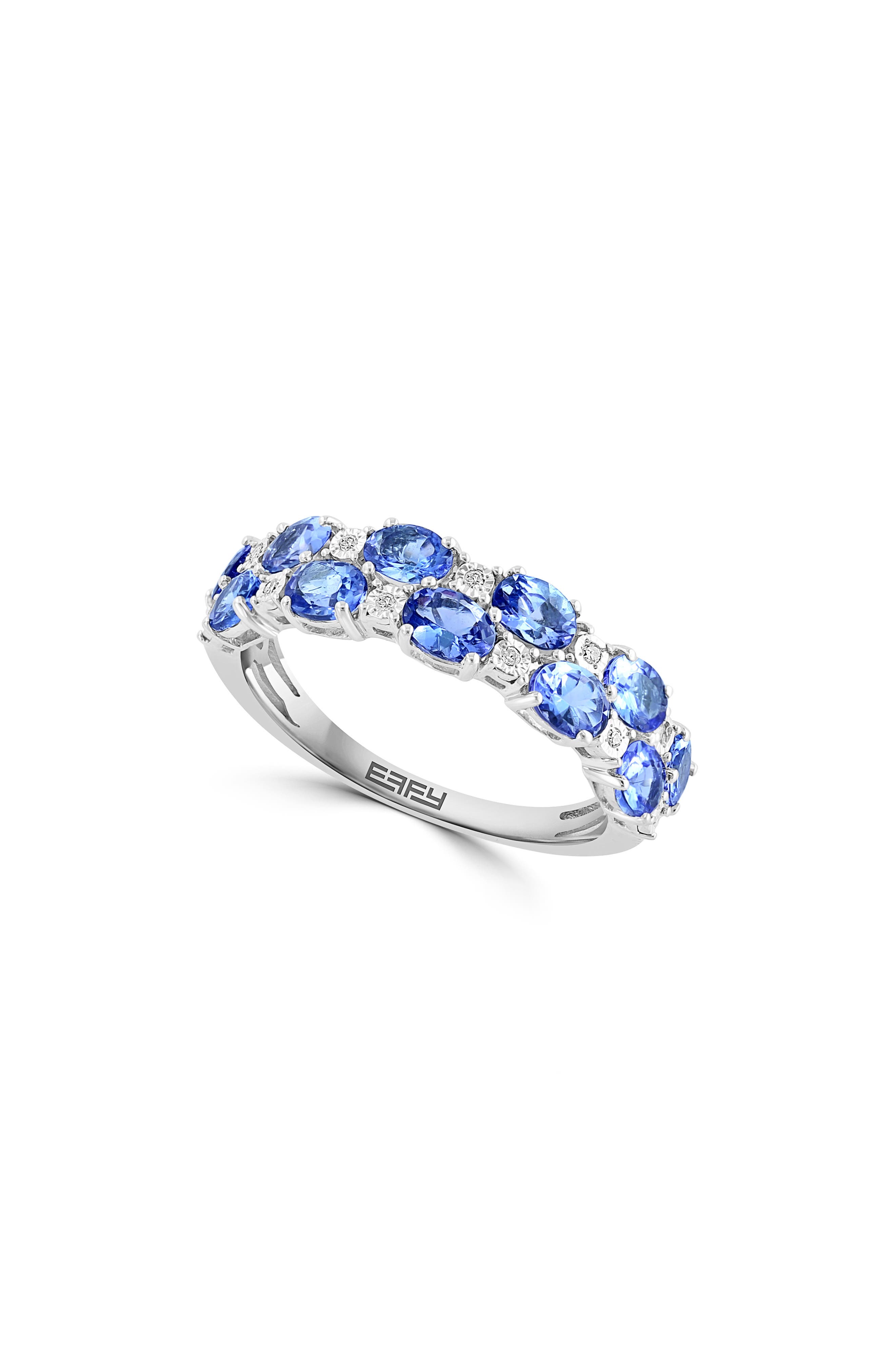 EFFY Sterling Silver Diamond & Tanzanite Ring