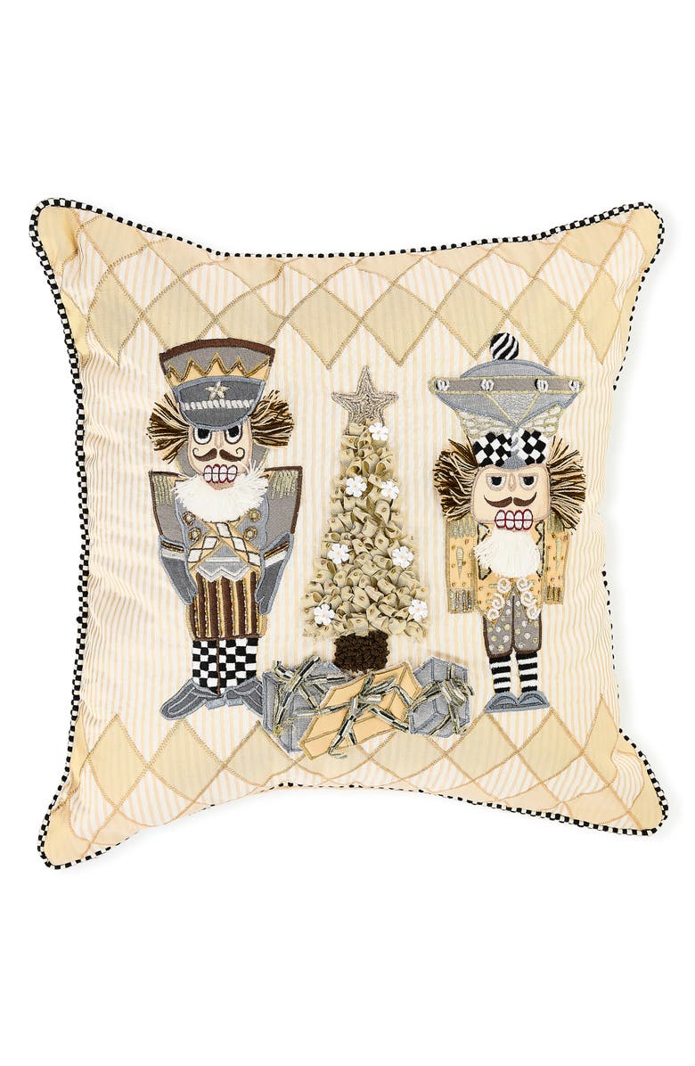 MACKENZIE CHILDS Glam Up Nutcracker Throw Pillow, Main, color, Beige