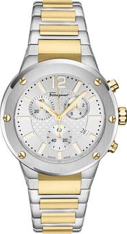 FERRAGAMO F-80 Two-Tone Bracelet Strap Chronograph Watch, 42mm
